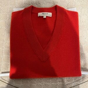 Madewell V-Neck Sweater in Bold Red